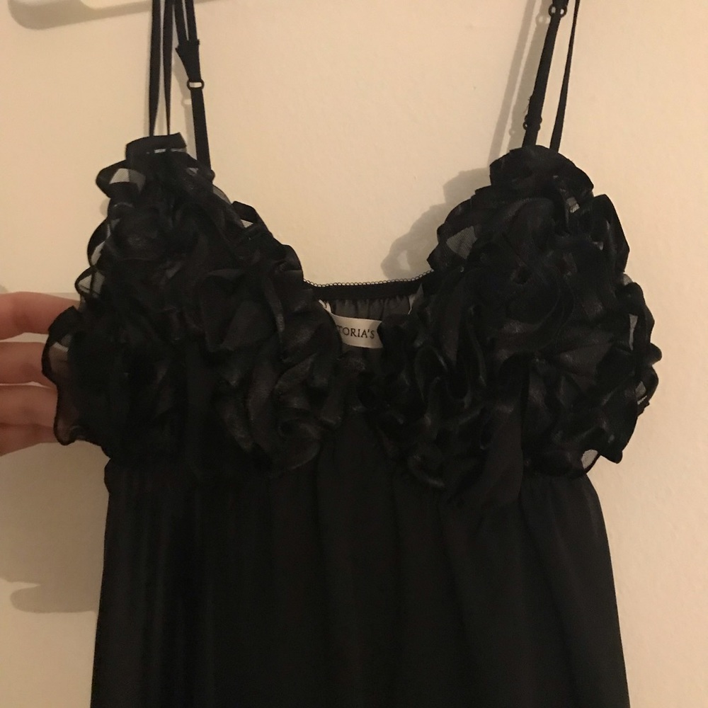 Sheer black floral ruffle babydoll lingerie